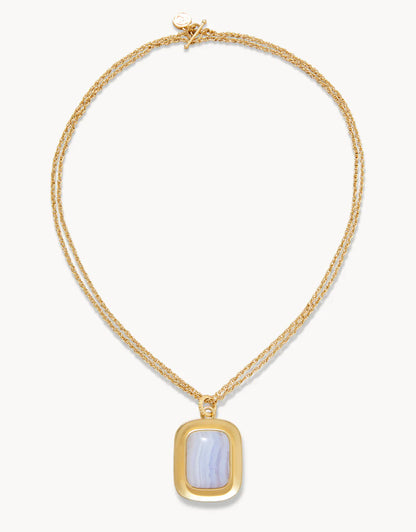 Mason Necklace 36” Blue Chalcedony