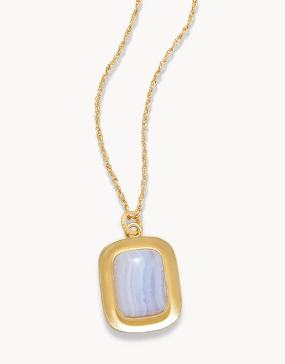 Mason Necklace 36” Blue Chalcedony