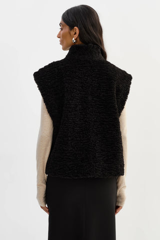 Dua Reversible Faux Fur Vest Black