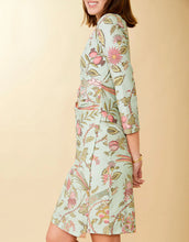 Load image into Gallery viewer, Cristina Wrap Dress Sugar Mill Peacock Floral Seafoam