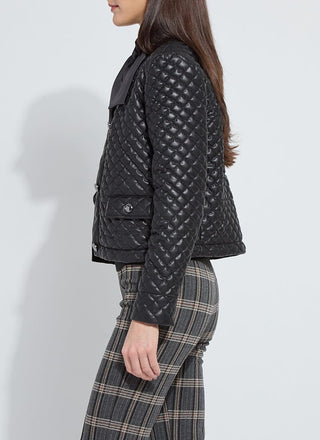 Aurelle Quilted Vegan Leather Jacket Black