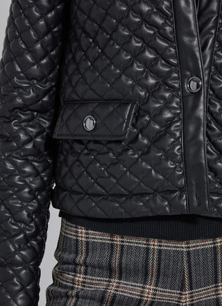Aurelle Quilted Vegan Leather Jacket Black