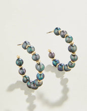 Load image into Gallery viewer, Annabelle beaded hoop earrings grey pearl