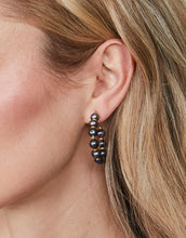 Load image into Gallery viewer, Annabelle beaded hoop earrings grey pearl