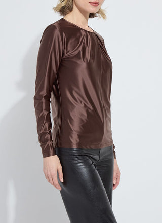 Fatima Cross Neck Draped Top Polished Wood