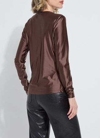 Fatima Cross Neck Draped Top Polished Wood
