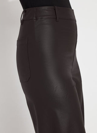 Hi Waist Vegan Leather Wide Leg Double Espresso