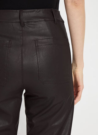 Hi Waist Vegan Leather Wide Leg Double Espresso