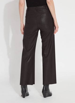 Hi Waist Vegan Leather Wide Leg Double Espresso