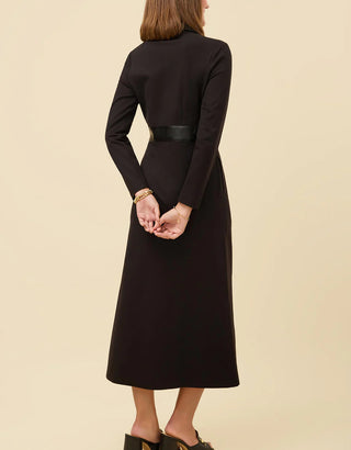 Melanie Midi Dress With Faux Leather Black