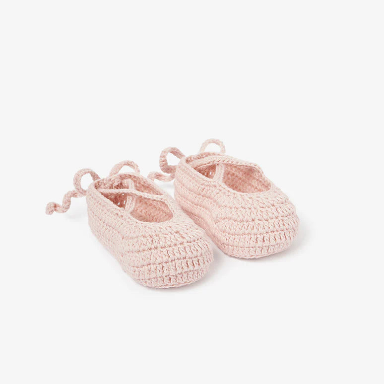 Elegant Baby Pink Ballerina Hand Crocheted Baby Booties