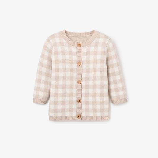 Cream Gingham Cardigan