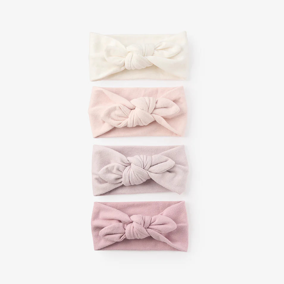 BRUSHED COTTON KNOTTED BOW HEADBAND 4 PACK