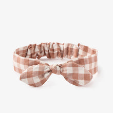 Load image into Gallery viewer, RUST GINGHAM KNOTTED BOW HEADBAND