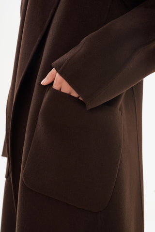Thara Shawl Collar Wool Coat Dark Brown