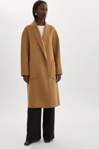 Thara Shawl Collar Wool Coat Camel