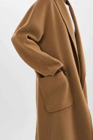 Thara Shawl Collar Wool Coat Camel