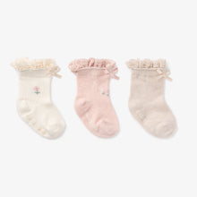 Load image into Gallery viewer, Floral Ankle Non-Slip Baby Socks 3 PK
