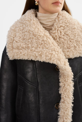 Demi Faux Shearling Coat Black & Beige