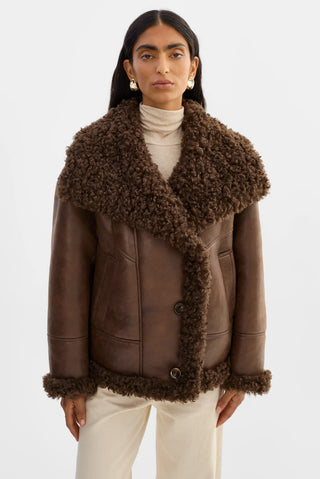 Demi Faux Shearling Coat Brown