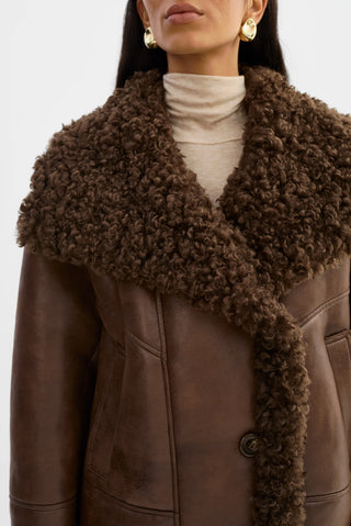 Demi Faux Shearling Coat Brown