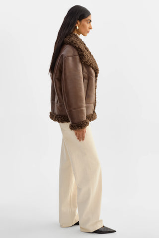 Demi Faux Shearling Coat Brown