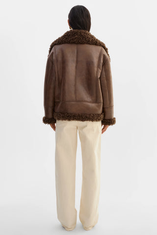 Demi Faux Shearling Coat Brown