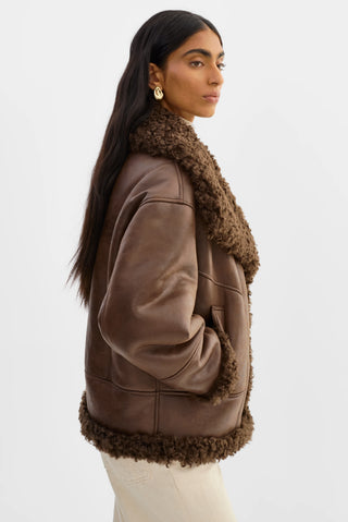 Demi Faux Shearling Coat Brown