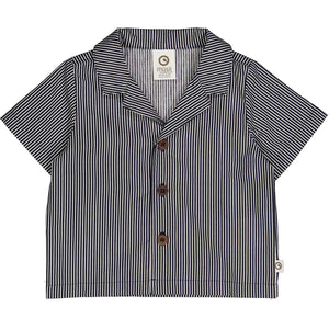Poplin Stripe Button-up Shirt Night Blue