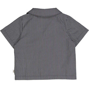 Poplin Stripe Button-up Shirt Night Blue