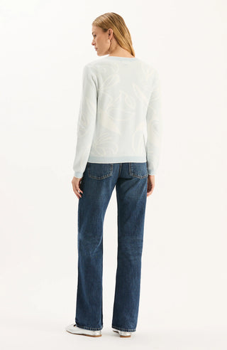 Conner Textured Leaves Sweater Dream Blue