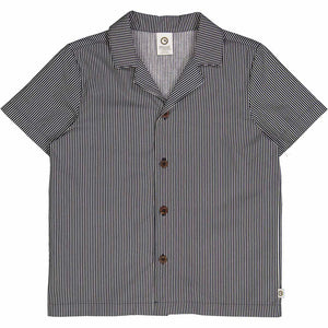 Poplin Stripe Short Sleeve Button-Up Night Blue