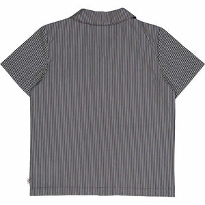 Poplin Stripe Short Sleeve Button-Up Night Blue