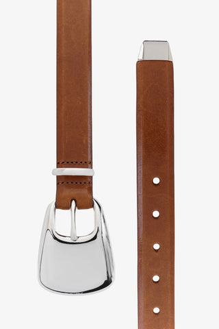 Cairo Leather Belt Tan Silver