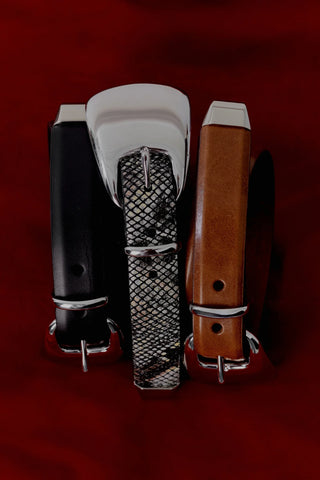 Cairo Leather Belt Tan Silver