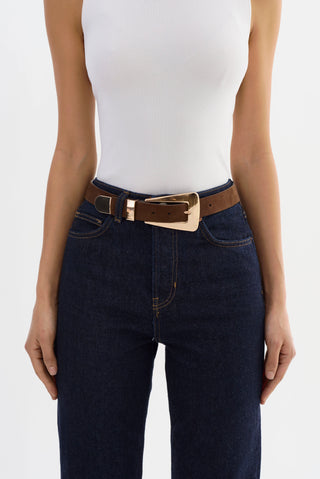 Brooklyn Suede Belt Brown Gold