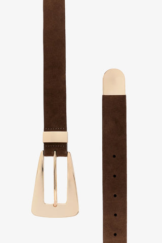 Brooklyn Suede Belt Brown Gold