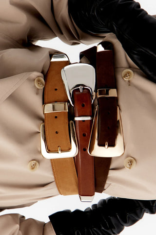 Brooklyn Suede Belt Brown Gold