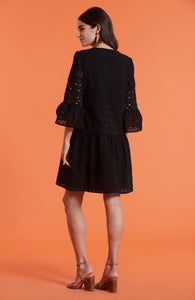 Ingrid Eyelet Skimmer Dress Black