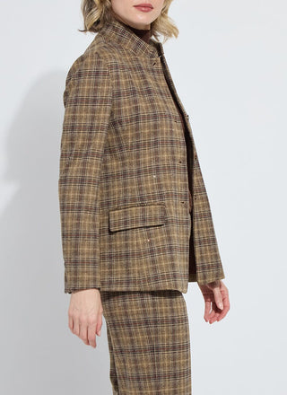 Marceline Convertible Collar Blazer Brit Brushed Plaid