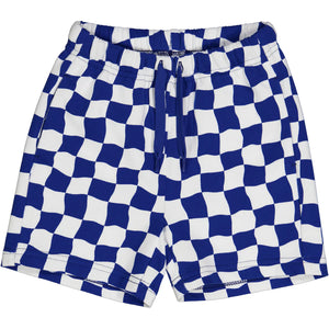 Racing Sweat Shorts Blue And White Check