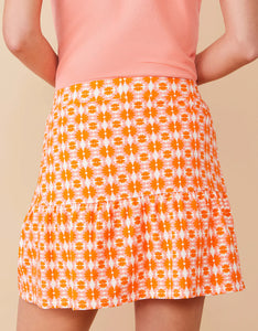 Jersey Flounce Skort Marsh Hens Geo Pink Orange