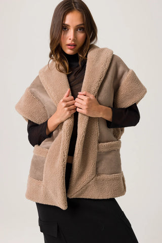 Ace Faux Shearling Vest Mushroom