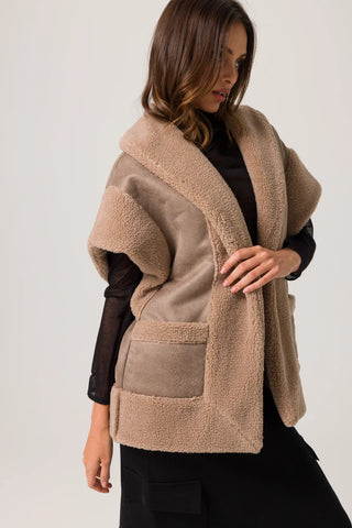 Ace Faux Shearling Vest Mushroom