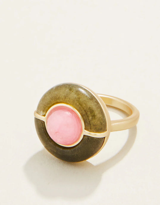Centered Stone Ring Olive/Pink Jade