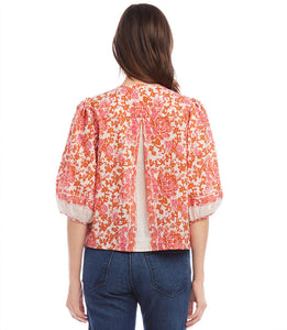 Super Bloom Puff Sleeve Button down Top