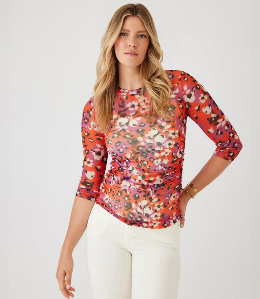 Super Bloom Side Shirred Mesh Top