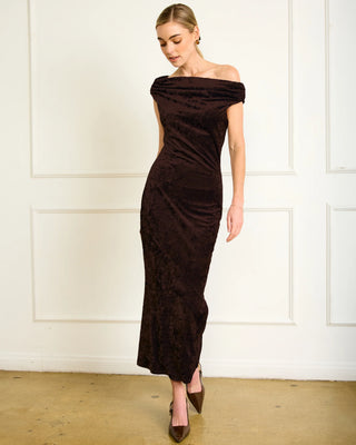 Brylie Velvet Maxi Dress Dark Brown