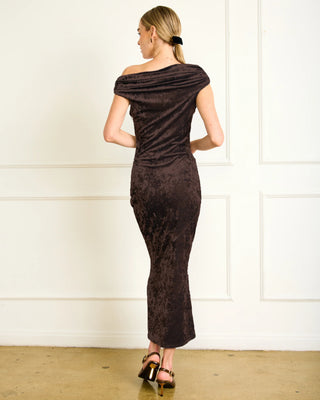 Brylie Velvet Maxi Dress Dark Brown