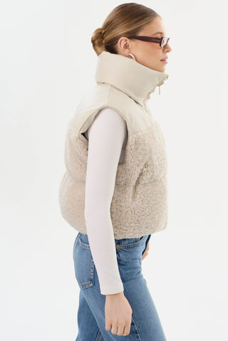 Melicia Reversible Puffer Vest Bone Ecru